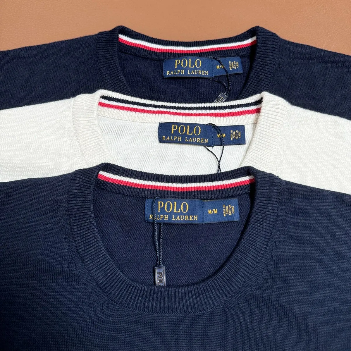 P200 M201#Ralph Lauren pony embroidered striped crew neck sweater Color: royal blue/white stripes, white/royal blue stripes, royal blue/color blue stripes Size: M-XXL